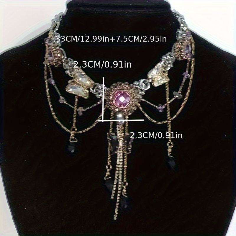 Niche Purple Vintage Butterfly Multi-layered Tassel Necklace